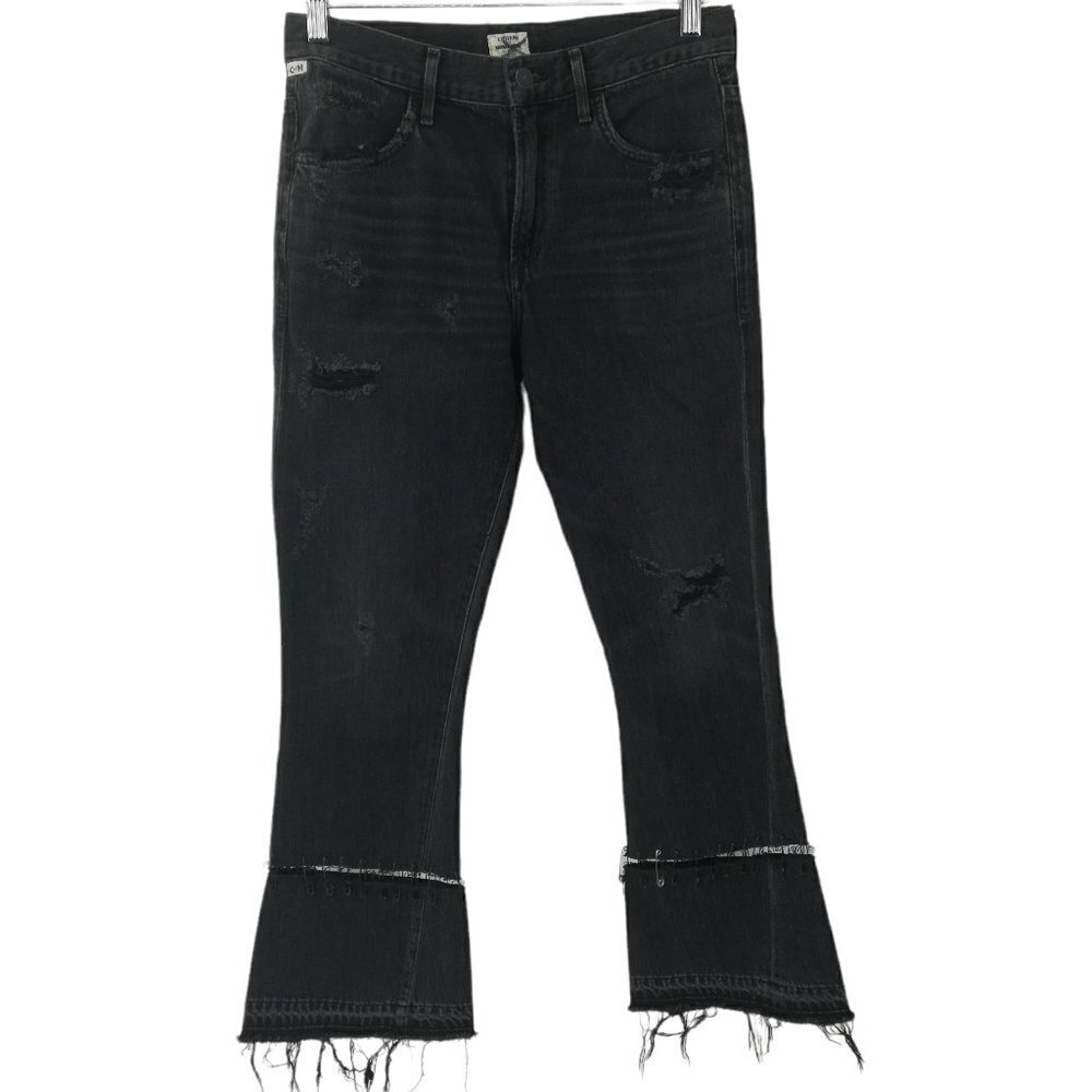 Citizens of Humanity Sasha Twist Crop Low Slung Flare Jeans Size 24 Safety Pins